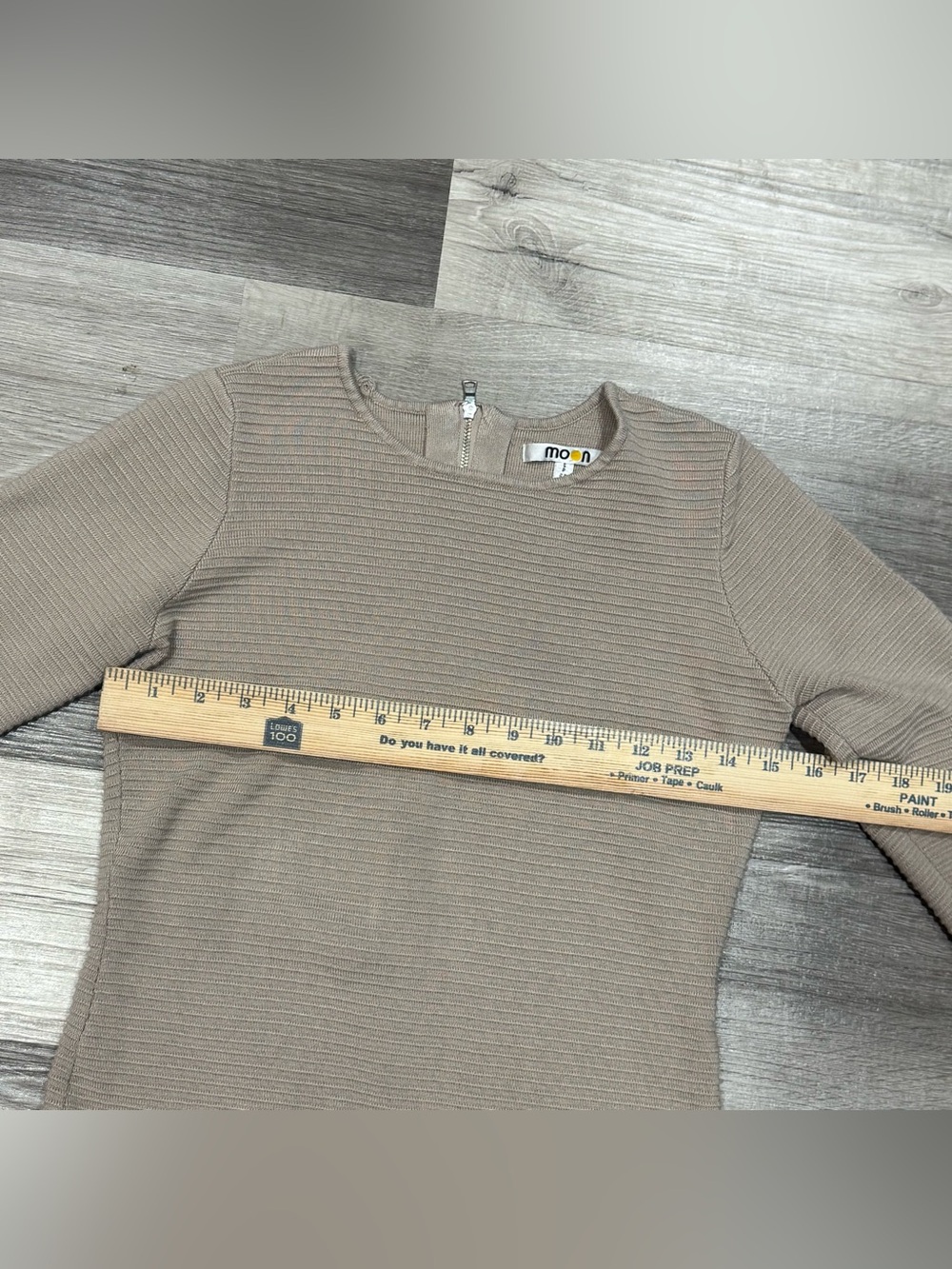 Taupe Ribbed Knit Long Sleeve Bodycon Mini Dress | Size Small | Closet Staple - Picture 6 of 8